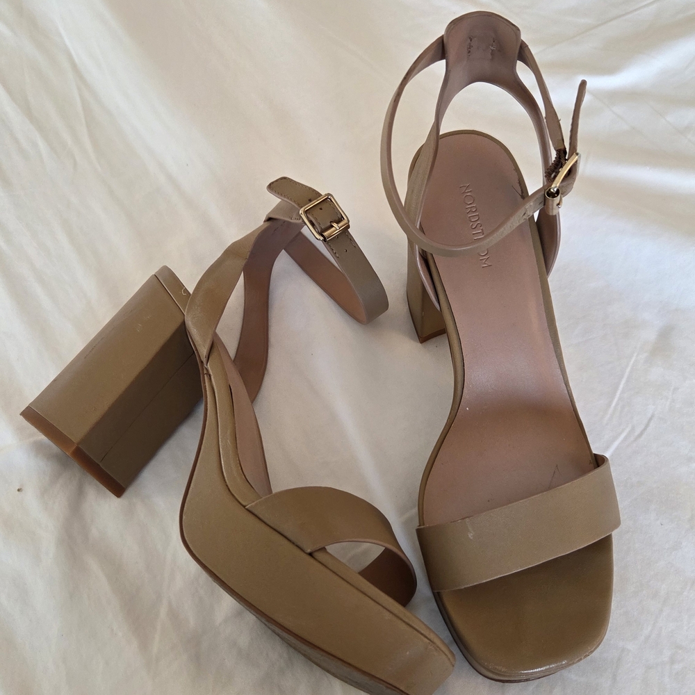 Nordstrom Tan Block Heel Sandals